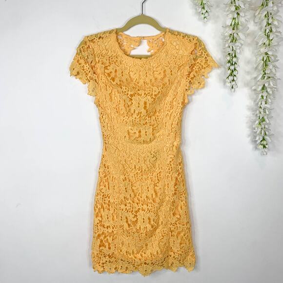 Lulu's Yellow Lace Backless Dress - Picture 1 of 5